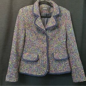 Tribal Multicolor Tweed Bouclé Jacket Blazer Size 8